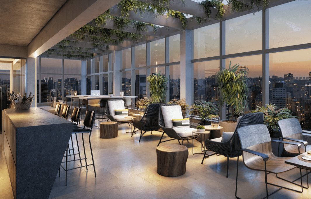 Perspectiva de sala lounge