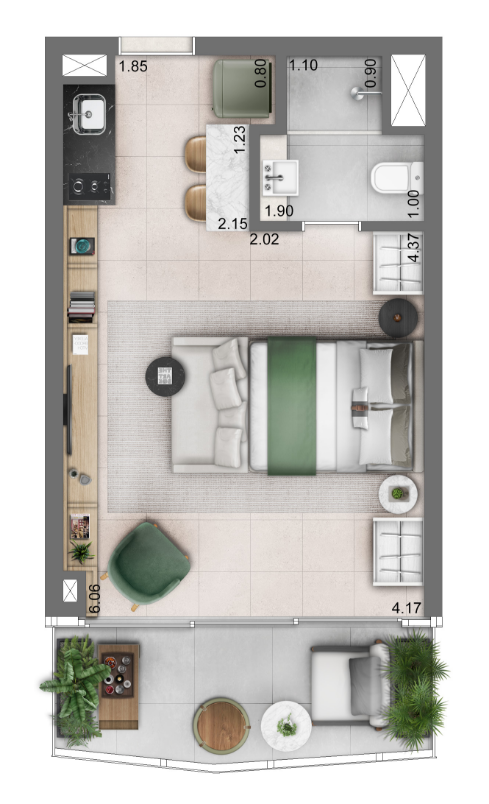 Planta de studio 36M²
