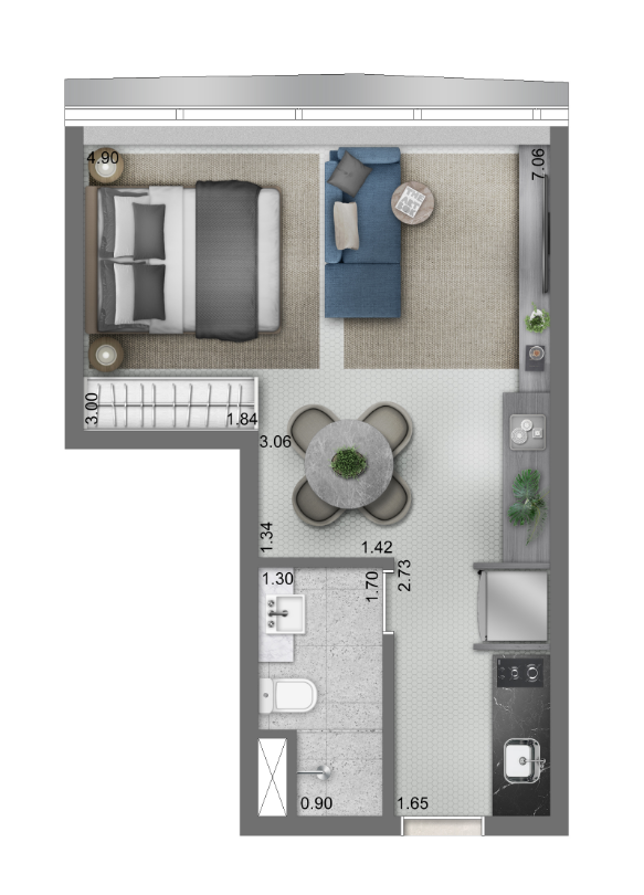 Planta de studio 36M²