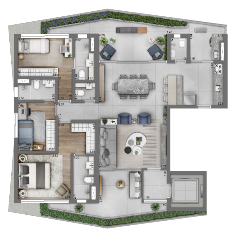 Planta de apartamento 112M²