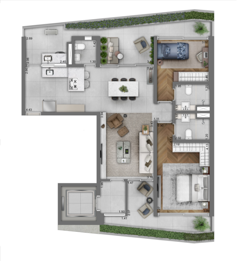 Planta de apartamento 143²