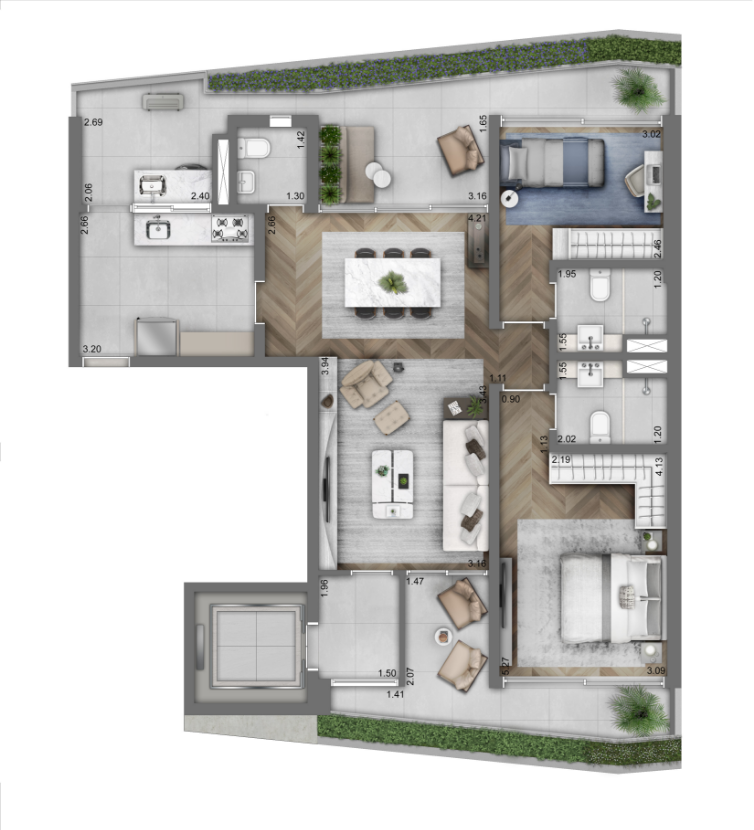 Planta de apartamento 143²